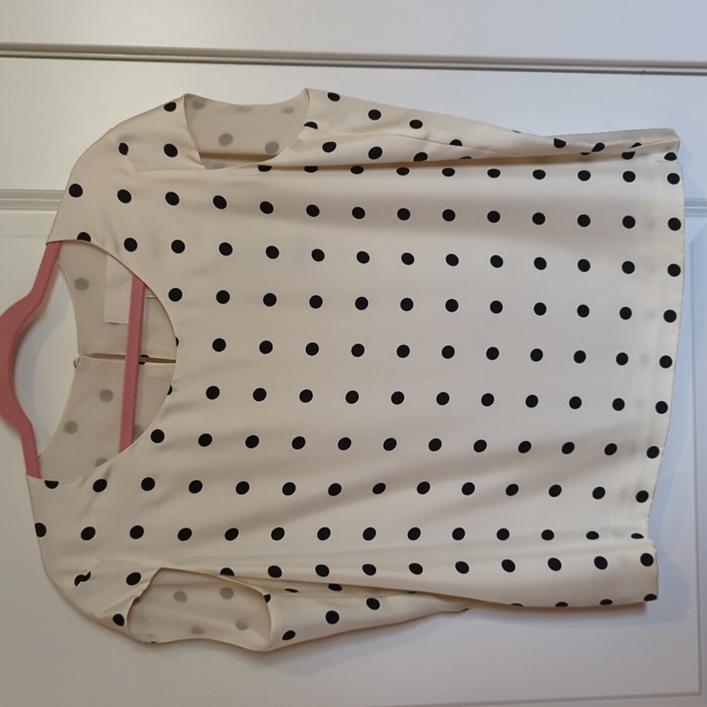 J.Crew collection cap sleeve dot top blouse 100% silk 8 Medium M